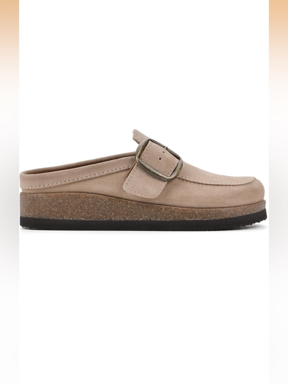 White Mountain Bueno Suede Footbeds Clog Mule Beach Wood Taupe Size 8 - Picture 3 of 13